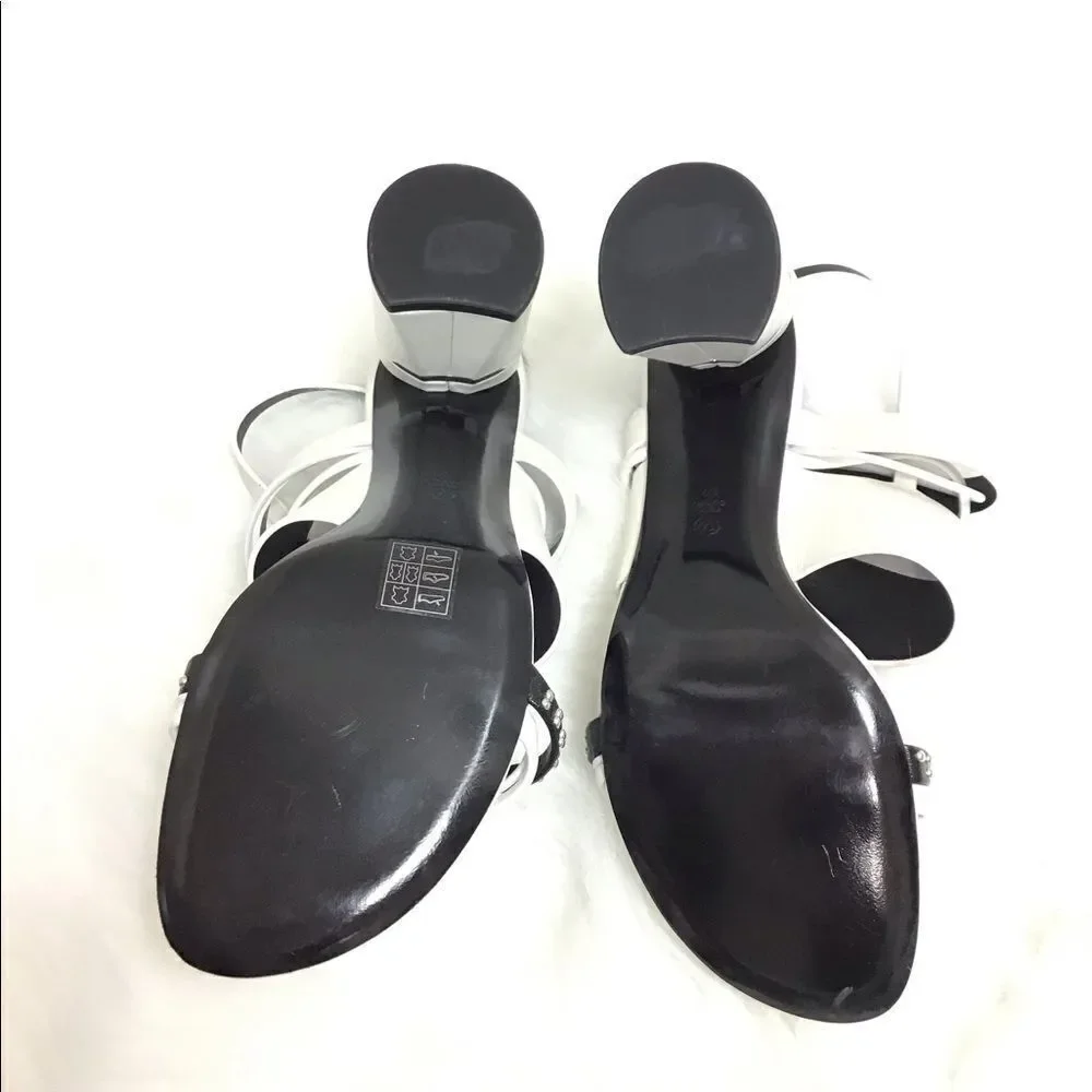 3.1 Philip Lim White Sandal Leather 70mm Drum Heel Multi Strap Sandal Size 40